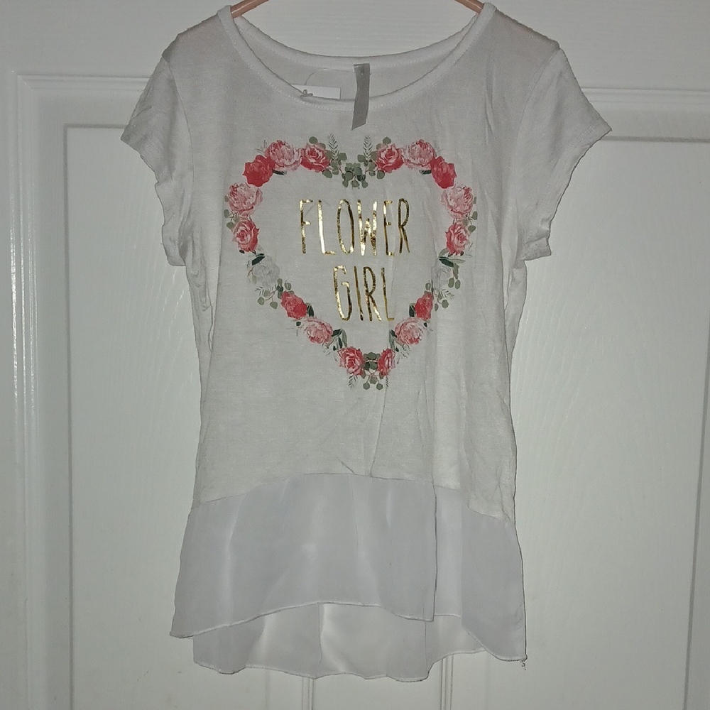 White and Flower Girl Top